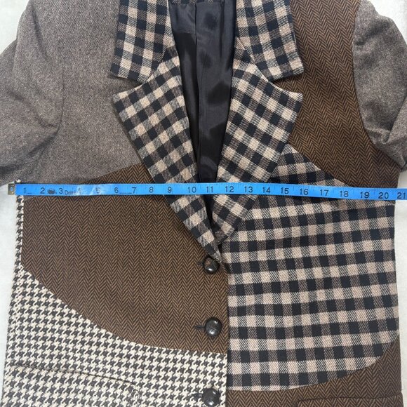 Vintage 90s NINETY Patchwork Wool Blazer – Statement Jacket Size 10 - Picture 8 of 14
